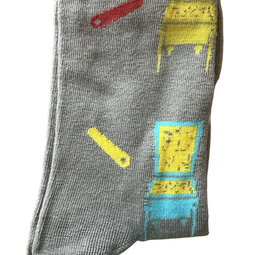 Foozys Gray Pin Ball Retro Novelty Printed Crew Mens Socks One Size New